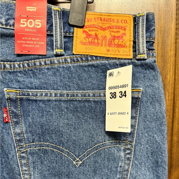 2 pairs!! NEW! Levi’s 505™ REGULAR FIT MEN'S JEANS, Medium Stone Wash, 38x34 - Picture 11 of 14